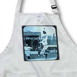 Vintage Detroit Tigers Making the Catch Black and White - Waist Apron With Pockets