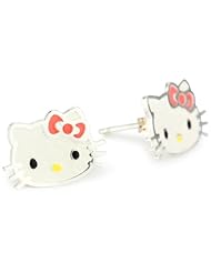 Hello Kitty Girls Sterling Silver Pink Bow Stud Earrings