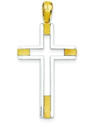 14K Two Tone Gold Cross Pendant Charm Jewelry