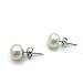 Real Genuine Fresh Water Pearl Silvery Earrings Stud Birthday Xmas Wedding Party