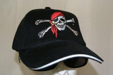 Jolly Roger Red Cap Black Baseball Cap