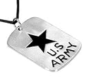 U.S. Army Star Dog Tag Silver Tone Pewter Pendant Necklace