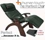 The Human Touch Power Electric Perfect Chair Recliner - PC95 / PC-095 Dark Walnut Recline Wood Base Green Leather Pads - Interactive Health Zero Anti Gravity Chair