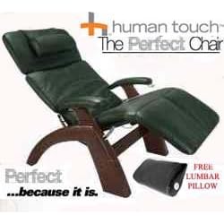 The Human Touch Power Electric Perfect Chair Recliner - PC95 PC-095 Dark Walnut Recline... by The Human Touch Power Electric Perfect Chair Recliner - PC95 / PC-095 Dark Walnut Recline Wood Base Green Leather Pads - Interactive Health Zero Anti Gravity Chair