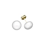 14K Yellow Gold Fresh Water Button Pearl Earring Studs