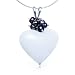 Handmade White Quartz and Freshwater Pearls Heart Pendant Necklace