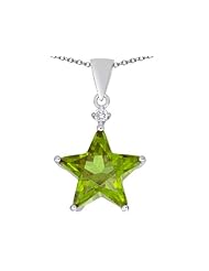 Original Star K (tm) Large 14mm Fancy Star Pendant with Simulated Peridot in 925 Sterling Silver