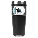 San Jose Sharks - 16oz Travel Tumbler with Black Sleeve