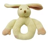 Certified Organic Knitted Bunny Rattle Teether - Safe, Non-Toxic Toy