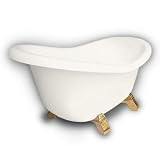 American Bath Factory B1-1600-BB-NH-M2-45-PB Princess Slipper Clawfoot Bathtub in Bisque, Armada Fee