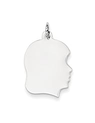 14k White Gold Plain Medium Facing Right Engravable Girl Charm Cyber Monday Special