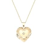 14k Yellow Gold Diamond Locket w/Chain 18 ( H/I1, .01 ct. tw.)