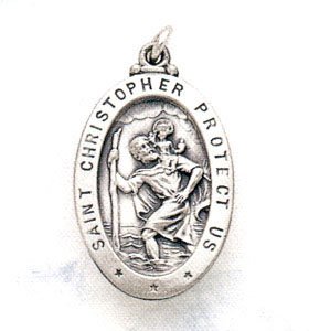 Saint Christopher Protect Us Medal In Sterling Silver