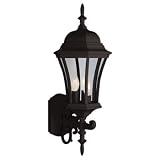 Clear Glass 3 Light Wall Lantern– Black