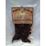 Turkey Jerky by Papa Dan's is a traditional, sweet western taste without pepper. This turkey jerky is popular with the entire family. 8 oz. (1/2 lb) vacuum-packed bag of soft, chewy turkey breast meat