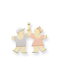 14k Tri-Color Small Boy on Left and Girl on Right Engravable Charm Cyber Monday Special