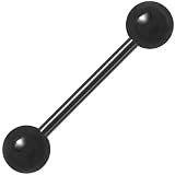 14 Gauge Black Anodized Titanium Barbell Tongue Ring