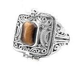 Sterling Silver Tigers Eye Poison Locket Ring