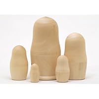 Unpainted Blank Russian Nesting Doll 5pc./6
