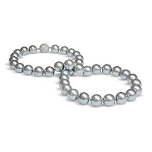 10 x 11mm natural color dove grey Tahitian south sea cultured pearl necklace by