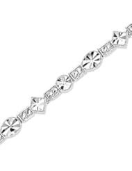 14K White Gold Diamond Cut Metal Mold Geometric Bracelet