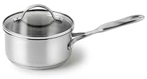 Calphalon Simply Calphalon Stainless-Steel 1-Quart Saucepan with Glass Lid