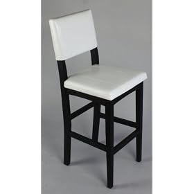 Solid Wood White Vinyl Bar Stool by Manhattan Modern