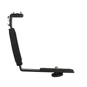 Polaroid Heavy Duty L Shaped Multi-Purpose Lighting Bracket (With 2 Shoe Mounts) With Molded Ergonomic GripFor The Canon Vixia HF R300, R30, R32, R200, R20, R21, FS40, FS400, XF300, XF305, XH-G1S, XH-A1S, GL1, GL2 Camcorder