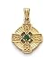 14k Celtic Cross Synthetic Emerald Pendant