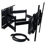 VideoSecu MW370B Articulating Swivel Plasma LCD TV Wall Mount Dual Arm Mounts Bracket for Most 37'-63' LCD Plasma Display 26 inch Extension free 7ft HDMI cable