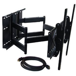 VideoSecu MW370B Plasma LCD TV Articulating Swivel Dual Arm Wall Mount for most 37-63 VESA LCD Plasma Display 26 inch Extension free 7ft HDMI cable