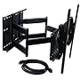 VideoSecu MW370B Plasma LCD TV Articulating Swivel Dual Arm Wall Mount for most 37"-63" VESA LCD Plasma Display 26 inch Extension free 7ft HDMI cable