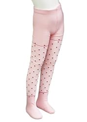 Girls Fashion Tights - Girls Leggings Pink w/ Red Hearts Design - (Size XL - Ages 11-14 Years)