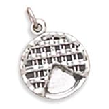 3-D Homemade Lattice Pie With Slice Missing Charm Sterling Silver