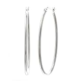 CleverSilver's Oblong Oval Hoop Sterling Silver Earrings