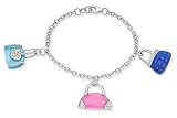 Sterling Silver Resin Purse Charm Bracelet with Cubic Zirconia