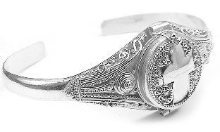 Sterling Silver Celtic Cross Locket Box Poison Cuff Bracelet