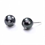 18K white gold Starry Night Black Tahitian cultured pearl and diamond earring