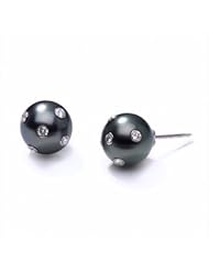 18K white gold Starry Night Black Tahitian cultured pearl and diamond earring