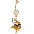 NFL Logo GOLD Double GEM Belly Ring - Minnesota Vikings