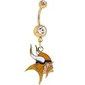 NFL Logo GOLD Double GEM Belly Ring - Minnesota Vikings