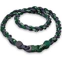 Phiten Titanium Tornado Necklace, Green and Gray, 18.5"
