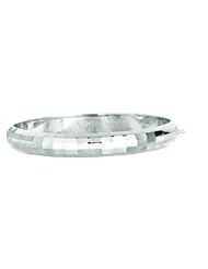 Silver Rhodium Plated Polish 7.50" 9.0mm Diamond Cut High Domed Bangle With Fancy Clasp And Safety Chain Link