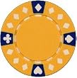 Clay Composite Tri Color Diamond Suited Poker Chips 25 11.5 gram Yellow Poker Chips