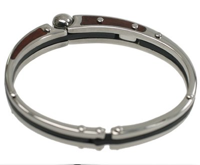 Click here to buy 316L Stainless Steel Bracelet Steel bangle with wood by ToltecTraders.com.