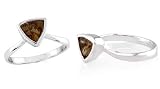Trillion Cut Smokey Quartz Solitaire Ring Sterling Silver
