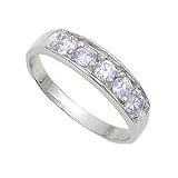 Sterling Silver Baby Ring with Lavender CZ - 4mm Band Width - 4mm Face Height - Sizes: 1-4