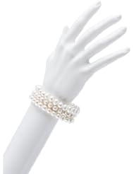 Womens Set Of 3 White Pearl Bracelets