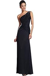 Chiffon Floor Length One Shoulder Evening Dress/Mother-of-the-Bride Dress/Prom Dress 