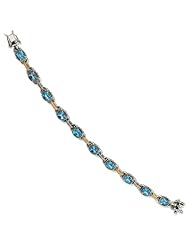 Sterling Silver W/14k 9.52swiss Blue Topaz 7.75in Bracelet